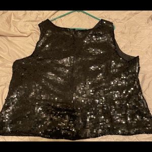 Black all sequin sleeveless shell